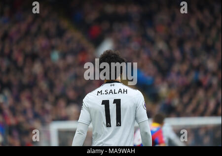 Londres, Royaume-Uni, 31 Mar 2018. Mohamed Salah de Liverpool vu au cours de la Premier League match entre Liverpool et Crystal Palace à Selhurst Park le 31 mars 2018 à Londres, en Angleterre. (Photo de Zed Jameson/phcimages.com) Banque D'Images