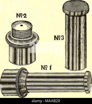 . Entomologie économique pour l'agriculteur et producteur de fruits [microforme] : et pour l'utiliser comme un texte-livre dans les écoles et les collèges agricoles . La buse Nixon.-i, complète ; 2, 3, les deux parties séparées. La buse de Nixon est un peu satisfaisante de l'appareil, de travailler sur un tout autre principe du cyclone. Ici nous avons un corps en forme de cylindre de longueur variable, à la base de laquelle l'eau entre par une petite ouverture dans un jet, di- corrigées contre un écran de fil à l'extrémité du cylindre. Avec une bonne vigueur derrière elle, un fin brouillard est envoyé à partir d'un tel pistolet de Banque D'Images