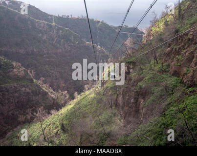 Cable Car à partir de la monte des jardins botaniques à Madère Banque D'Images