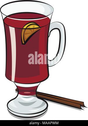 Vin chaud au citron et à la cannelle Illustration de Vecteur
