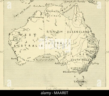 . La terre et ses habitants .. Rivalité et de préséance . ont jusqu'ici empêché la constitution du futur Etat fédéral de l'Australasie, qui doit établir l'absolue et perma- nent de la race anglo-saxonne du dominion dans le monde océanique, Albury, sur le Murray, à mi-chemin entre Sydney et Melbourne et sur la frontière commune de la Nouvelle Galles du Sud et Victoria, par consentement général semble destinée à devenir la métropole de l'empire à la hausse. En prévision de son fviture grade il a déjà été nommé "la ville fédérale," bien qu'il soit toujours possible que cette hi Banque D'Images