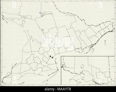 . Les vers de terre (lumbricidae et sparganophilidae) de l'Ontario . Fig. 9 La répartition de l'Ontario connu Aporrectodea longa. 45 Banque D'Images