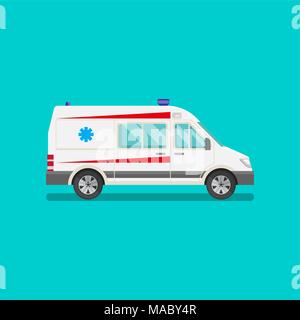 Icône d'une ambulance. Véhicule de réanimation. Location d'une urgence à l'aide rapide. Un vecteur illustration de télévision style pour une affiche, publicité, divers Illustration de Vecteur