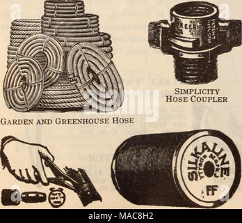 . Dreer's Liste des prix de gros / Henry A. Dreer. . Les raccords rapides, les buses et les sprinkleurs. Dans l'accouplement. Simplicité MENDERS., complet, 25 cts. Chaque ; 2,75 $ par doz. ; parties séparées, $i.so pour douz. Les injecteurs. Gem, 25 cts. ; Patron, 40 cts. ; Boston, 50 cts. La buse. (Nouveau) La meilleure et dernière introduction pour utiliser les fleuristes, grossier ou bien, chacun 1,50 $. Têtes en caoutchouc. Tout droit ou angulaire, cou 75 cts ; par la poste, 85 cts. Cantonniers d'Hudson. 6 tubes, 20 bandes, je pince paire, 65c. ; par la poste, 75 cts. AUTO-SPRAY. La meilleure utilisation du pulvérisateur pour les fleuristes ; très commode ; risque de projeter une grande surface avec une seule charge. Banque D'Images