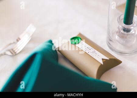 St Patricks Day Wedding Table Setting Banque D'Images