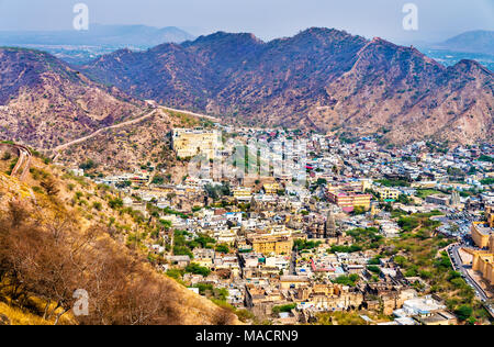 Vue aérienne d'Amer ville près de Jaipur, Inde Banque D'Images