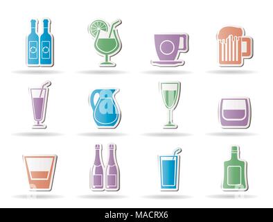 Différents types de verre icônes - vector icon set Illustration de Vecteur