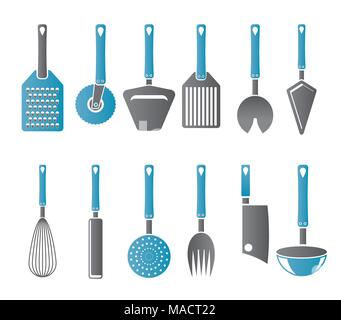 Différents types d'accessoires de cuisine et l'équipement icônes - vector icon set Illustration de Vecteur