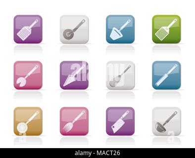 Différents types d'accessoires de cuisine et l'équipement icônes - vector icon set Illustration de Vecteur