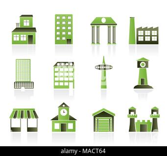 Autre type de bâtiment et des icônes de la ville - vector icon set Illustration de Vecteur