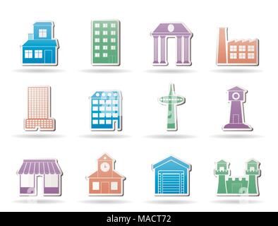 Autre type de bâtiment et des icônes de la ville - vector icon set Illustration de Vecteur