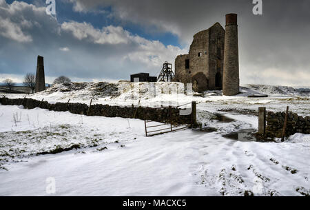 En hiver, la Mine Magpie Monyash, Angleterre Banque D'Images