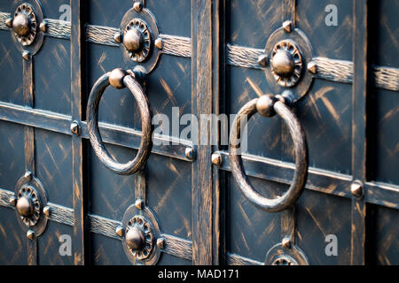 De magnifiques portes en fer forgé ornemental, forgeage, éléments forgés close-up. Banque D'Images