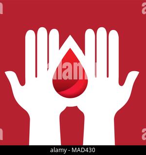 Mains tenant le don de sang goutte jour vector illustration Illustration de Vecteur