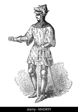 Richard II (1367 - 1400) était le fils d'Edward le Prince Noir et le roi d'Angleterre à partir de l'âge de dix ans en 1377 jusqu'à ce qu'il a été déposé le 30 septembre 1399 par son cousin Henri IV. Il régna en conflit avec le Parlement ; exécuté certains des barons de l'opposition en 1397. D'autres, dont son cousin, Henry Bolingbroke, duc de Hereford (plus tard Henry IV) ont été exilés et fait lui-même absolu. Banque D'Images