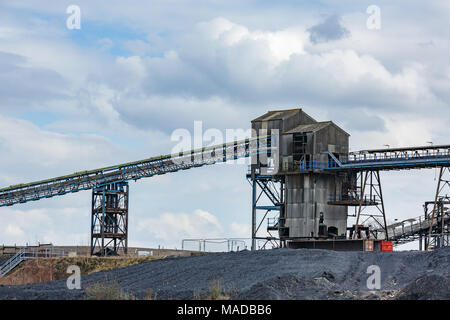 Système de transport abandonnés à l'ancienne mine principale Hatfield. Banque D'Images