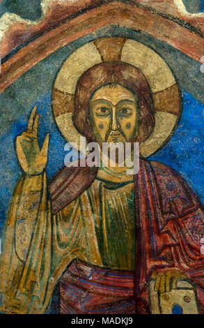 Jésus-christ Pantocrator fresco, basilique Saint-Julien, Brioude. La Haute Loire. L'Auvergne. France Banque D'Images