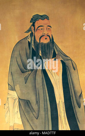 Portrait de Confucius au Musée de l'examen impérial chinois, Nanjing, Jiangsu Province, China Banque D'Images