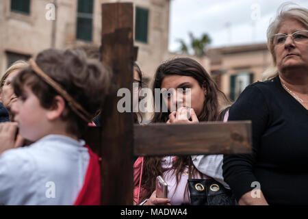 Palerme, Italie. 30Th Mar, 2018. Procession du Vendredi saint, célébration de Pâques dans la ville de Palerme, Sicile, Italie. Crédit : Antonio Melita/Pacific Press/Alamy Live News Banque D'Images