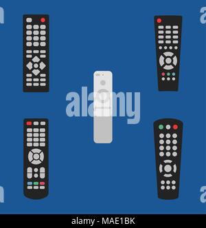 Télécommande du téléviseur vector illustration icon set ancien et moderne Illustration de Vecteur