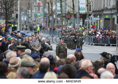 Dublin, Irlande. 1er avril 2018. La hausse 1916 Pâques cérémonie a lieu à Dublin. Une scène de la Cérémonie et défilé aujourd'hui à Dublin pour marquer l'anniversaire de l'augmentation de 1916. Credit : reallifephotos/Alamy Live News Banque D'Images