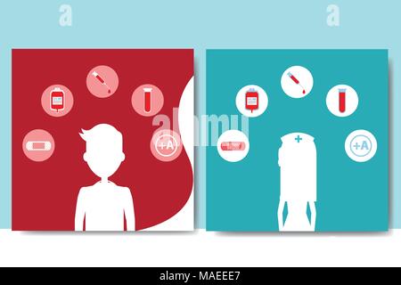 - Journée du don de sang les personnes des soins de santé médicaux bannières icons vector illustration Illustration de Vecteur