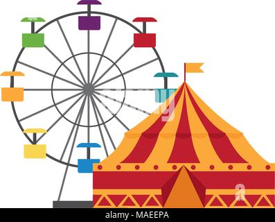 Tente de cirque et roue fortune vector illustration design Illustration de Vecteur