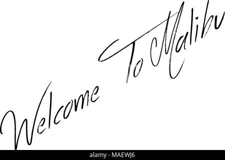 Bienvenue à Malibu signe texte illustration sur fond blanc Illustration de Vecteur