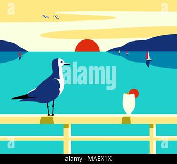 Affiche des vacances d'été. Illustration de Vecteur