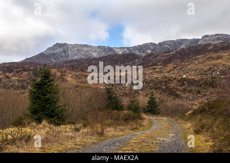 Une mince couche de neige peut être vu sur le sommet du Moel Siabod, Snowdonia, Banque D'Images