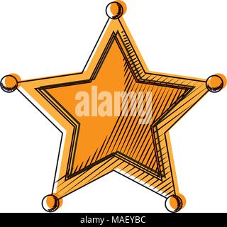 Déplacé de l'ouest couleur sheriffs star symbole de l'objet vector illustration Illustration de Vecteur