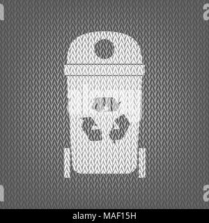 Illustration signe Trashcan. Vecteur. En blanc sur fond gris en icône. Isolées. Illustration de Vecteur
