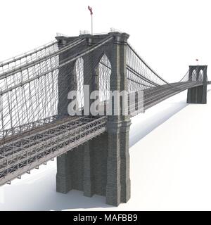 Pont de Brooklyn sur blanc. 3D illustration Banque D'Images