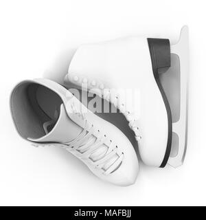 Figure skates blanc isolé sur blanc. 3D illustration, clipping path Banque D'Images