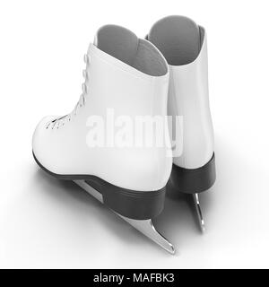 Figure skates blanc isolé sur blanc. 3D illustration, clipping path Banque D'Images