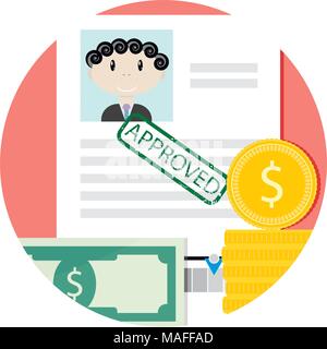 Icône de prêt ou crédit approuvé. Prêts hypothécaires et crédit hypothécaire, approuver, concept et l'icône prêt à domicile. Vector illustration Illustration de Vecteur