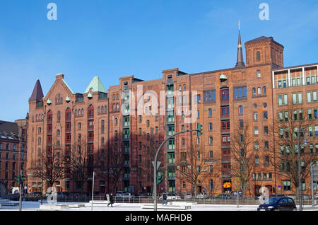 Blocs d'entrepôt Q & R, dans la Speicherstadt, zone portuaire historique de Hambourg, de style néo-gothique, fin xixe début xxe siècle Banque D'Images