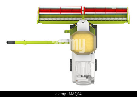 Moissonneuse batteuse Vue de dessus isolé sur blanc. Le rendu 3D Banque D'Images