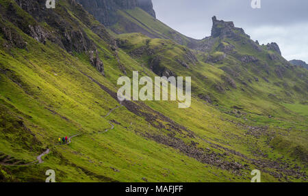 Vue panoramique du Quiraing, île de Skye, en Ecosse. Banque D'Images