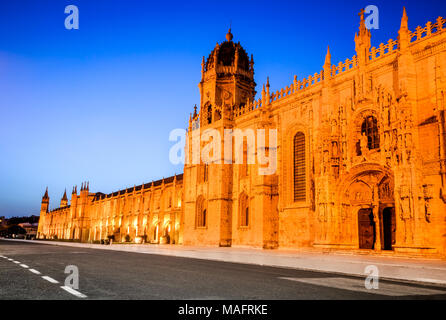 Lisbonne, Portugal. Le Mosteiro dos Jeronimos, Monastère des Hiéronymites (Hiéronymites), Belem district. Banque D'Images