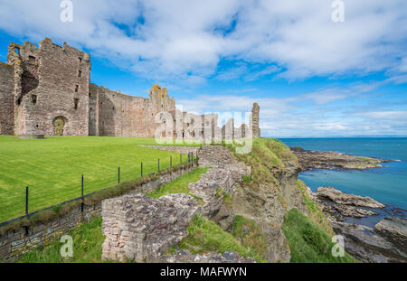 Le Château de Tantallon, semi-ruiné la mi-14ème siècle forteresse, situé à 5 kilomètres à l'est de North Berwick, dans la région de East Lothian, Ecosse. Banque D'Images