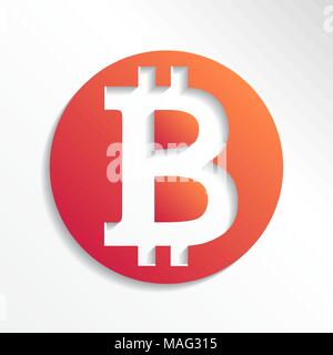 Bitcoin monnaie Crypto logo vector style papier, pour le web, l'icône de l'autocollant pour imprimer. Blockchain cryptocurrency Bitcoin. Illustration de Vecteur