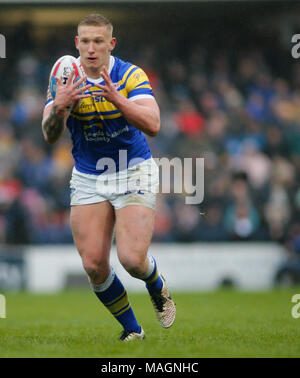 Leeds, Royaume-Uni, 2 avril 2018. Emerald du stade Headingley, Leeds, West Yorkshire, 2 avril 2018. Betfred Super League Leeds Rhinos v Salford Diables Rouges. Mikolaj de Oledzki Touchlinepics Crédit : Leeds Rhinos/Alamy Live News Banque D'Images