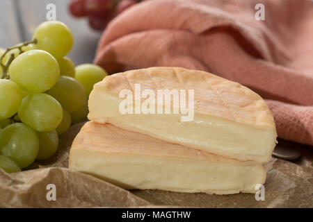 Fromage à forte odeur douce française Munster d'Alsace close up Banque D'Images