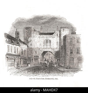 St John's Gate, Clerkenwell, Londres, Angleterre, 1841 Banque D'Images