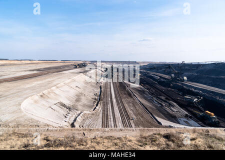 Les mines de charbon à ciel ouvert près de Cottbus Cottbus Nord, la Basse Lusace, Brandenburg, Allemagne. Banque D'Images