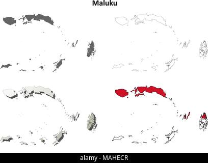 Maluku carte muette set Illustration de Vecteur