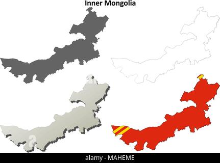 Mongolie intérieure carte muette set Illustration de Vecteur