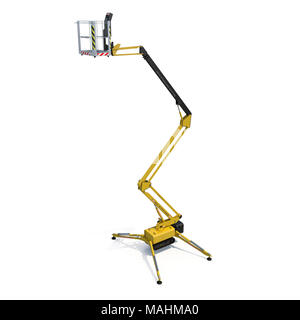 Table élévatrice à ciseaux étendu sur blanc. 3D illustration, clipping path Banque D'Images