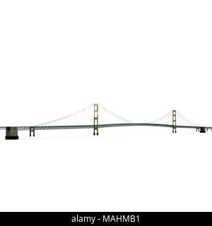 Mackinac Bridge isolé sur blanc. 3D illustration Banque D'Images